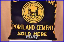 Vintage Porcelain Enamel Sign Board Charminar Portland Cement Double Sided OldK