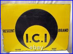 Vintage Porcelain Enamel Sign Board Crescent Brand Chemical & Paint I. C. I Rare