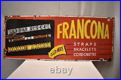 Vintage Porcelain Enamel Sign Board Francona Straps Bracelets Cordonettes Collec