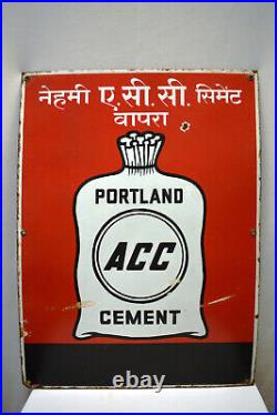 Vintage Porcelain Enamel Sign Board Portland ACC Cement Advertising Collectible