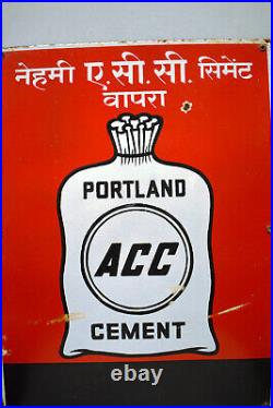 Vintage Porcelain Enamel Sign Board Portland ACC Cement Advertising Collectible