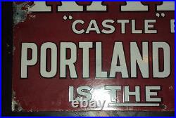 Vintage Porcelain Enamel Sign Castle Brand Katni Portland Cement England Best #