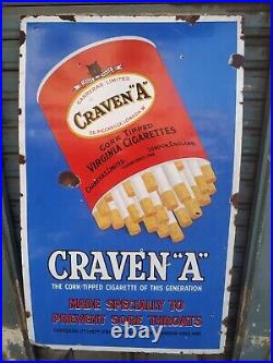 Vintage Porcelain Enamel Sign Craven A Virginia Cigarette Carreras London 1910