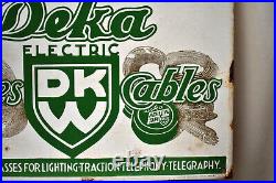 Vintage Porcelain Enamel Sign Deka Wires Cables Advertising Beveled Edge 19X13