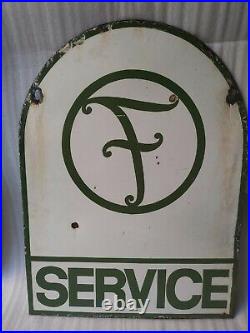 Vintage Porcelain Enamel Sign Force Automobile Service Truck And Tempo Service
