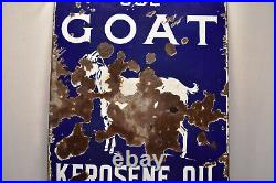 Vintage Porcelain Enamel Sign Goat Oil Kerosene The Indo Burma Petroleum Rangoon