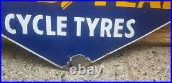 Vintage Porcelain Enamel Sign Good Year Cycle Tire Tyres Hexagon Shape Collect4