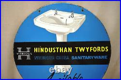 Vintage Porcelain Enamel Sign Hindustan Twyfords Vitereous China Sanitary ware