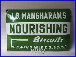 Vintage Porcelain Enamel Sign Mangarams Nourishing Biscuit Milk Glucose Germany