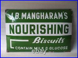 Vintage Porcelain Enamel Sign Mangarams Nourishing Biscuit Milk Glucose Germany