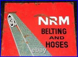 Vintage Porcelain Enamel Sign Nrm National Rubber Manufacture Belting And Hoses