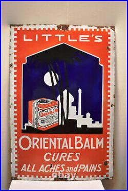 Vintage Porcelain Enamel Sign Oriental Balm Cures All Aches And Pains Ayurveda