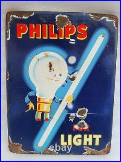 Vintage Porcelain Enamel Sign Philips Light Tubes And Bulbs Box Sign Netherland