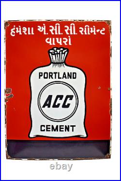 Vintage Porcelain Enamel Sign Portland ACC Cement Depicting Cement Bag Advert14
