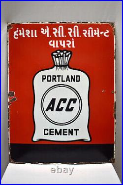 Vintage Porcelain Enamel Sign Portland ACC Cement Depicting Cement Bag Advert14