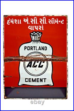 Vintage Porcelain Enamel Sign Portland ACC Cement Depicting Cement Bag Advert21
