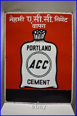 Vintage Porcelain Enamel Sign Portland ACC Cement Depicting Cement Bag Adverti5