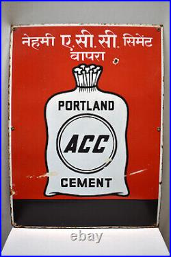 Vintage Porcelain Enamel Sign Portland ACC Cement Depicting Cement Bag Adverti6