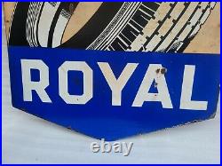 Vintage Porcelain Enamel Sign Royal Tyre Germany Boos and Hahn Rotenberg 2 Sided