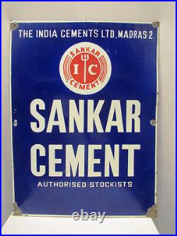Vintage Porcelain Enamel Sign Sankar Cement Authorised Stockists Advertising