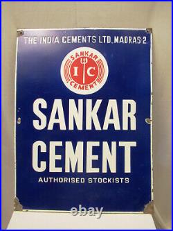 Vintage Porcelain Enamel Sign Sankar Cement Authorised Stockists Advertising