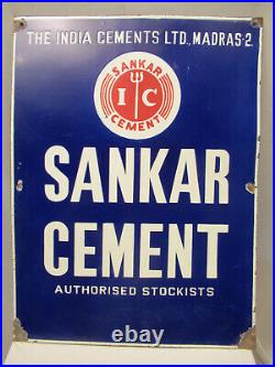 Vintage Porcelain Enamel Sign Sankar Cement Authorised Stockists Advertising
