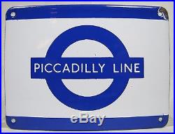 Vintage Porcelain PICCADILLY LINE London Underground Souvenir Subway Enamel Sign