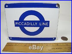 Vintage Porcelain PICCADILLY LINE London Underground Souvenir Subway Enamel Sign