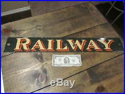 Vintage Porcelain Railway Express Agency Sign / Railroad / Gas Oil / Soda Enamel
