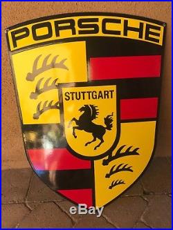 Vintage Porsche Porcelain Dealer Dealership Enamel Sign 24 x 18