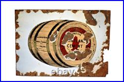 Vintage Portland Cement Enamel Sign Gillingham Brand Barrel England Advertising