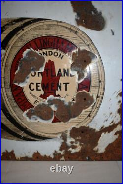 Vintage Portland Cement Enamel Sign Gillingham Brand Barrel England Advertising
