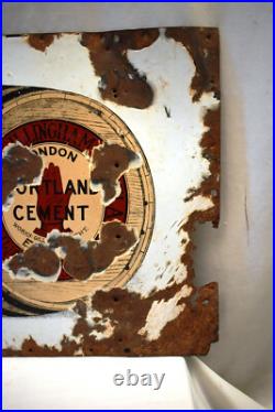 Vintage Portland Cement Enamel Sign Gillingham Brand Barrel England Advertising