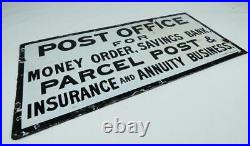 Vintage Post Office For Money Order, Savings Bank, Parcel Post etc enamel sign