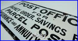 Vintage Post Office For Money Order, Savings Bank, Parcel Post etc enamel sign