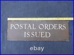 Vintage Post Office GPO'POSTAL ORDERS ISSUED' Metal Enamel Sign