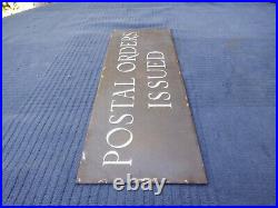 Vintage Post Office GPO'POSTAL ORDERS ISSUED' Metal Enamel Sign