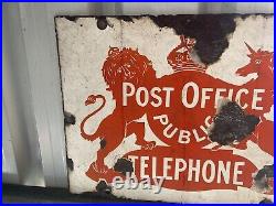 Vintage Post Office Telephone Enamel Sign