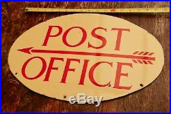 Vintage Post Office enamel metal advertising garage sign British pillar box top