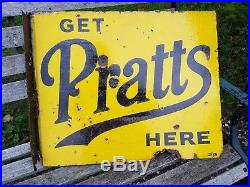 Vintage Pratts Enamel Sign Tin Can Petrol Fuel Garage Workshop Automobilia