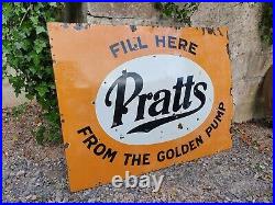 Vintage Pratts Golden Pump Enamel Sign- Automobilia Motoring Garage Collectable