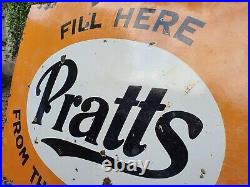 Vintage Pratts Golden Pump Enamel Sign- Automobilia Motoring Garage Collectable