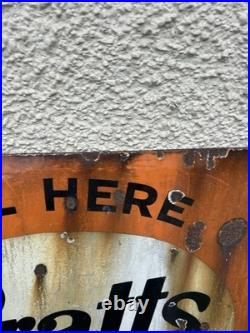 Vintage Pratts Golden Pump Original Enamel Petrol Advertising Sign HUGE RARE