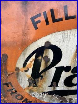 Vintage Pratts Golden Pump Original Enamel Petrol Advertising Sign HUGE RARE