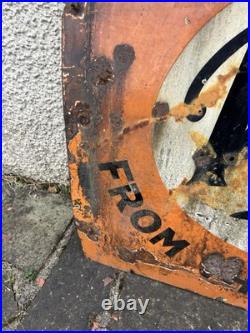 Vintage Pratts Golden Pump Original Enamel Petrol Advertising Sign HUGE RARE