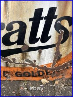 Vintage Pratts Golden Pump Original Enamel Petrol Advertising Sign HUGE RARE