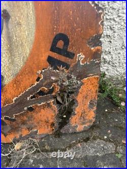 Vintage Pratts Golden Pump Original Enamel Petrol Advertising Sign HUGE RARE