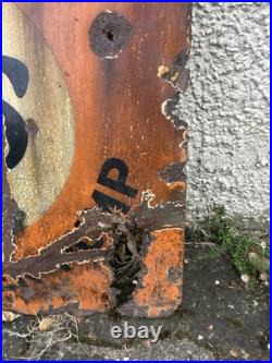 Vintage Pratts Golden Pump Original Enamel Petrol Advertising Sign HUGE RARE