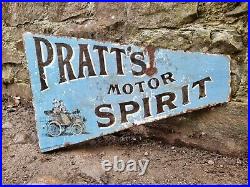 Vintage Pratts Motor Spirit Enamel Advertising Sign Petrol Automobilia Motoring