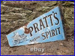 Vintage Pratts Motor Spirit Enamel Advertising Sign Petrol Automobilia Motoring